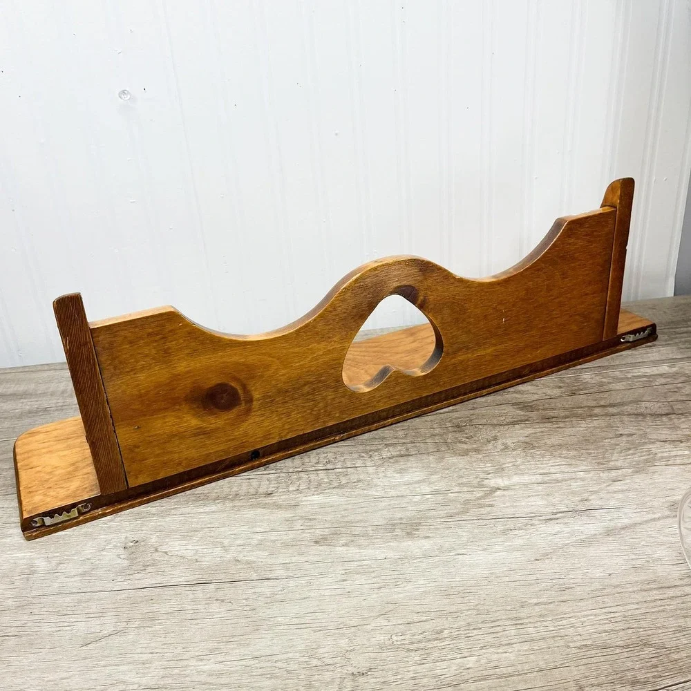 Mid-Century Modern Heart Cutout Shelf - Vintage Wooden Curio